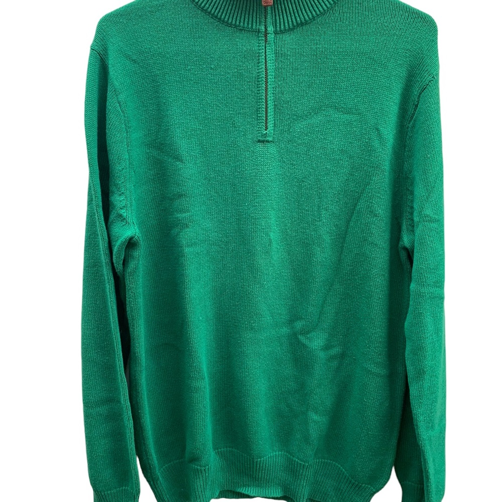 J. Crew Men's Pullover Half-Zip Sweater Cotton Ribbed Green Size Medium